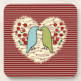 Ik hou van wintervogels en bessen bier onderzetter