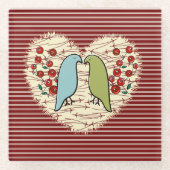 Ik hou van wintervogels en bessen glazen onderzetter (Voorkant)