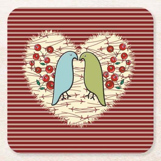 Ik hou van wintervogels en bessen kartonnen onderzetters (Voorkant)