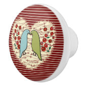 Ik hou van wintervogels en bessen keramische knop (Rechts)