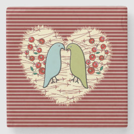 Ik hou van wintervogels en bessen stenen onderzetter