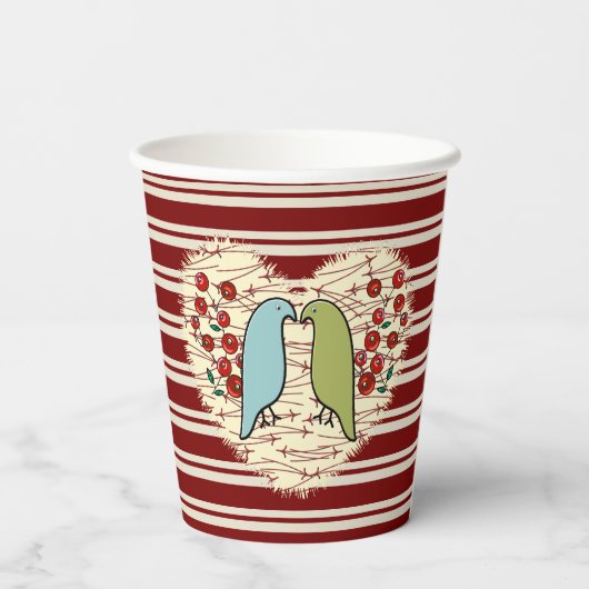 Ik hou van wintervogels en bessen v papieren bekers (Achterkant)