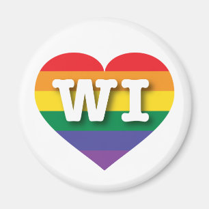 Ik hou van Wisconsin Gay Pride Rainbow Heart Magneet