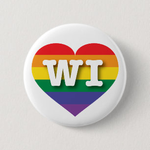 Ik hou van Wisconsin Gay Pride Rainbow Heart Ronde Button 5,7 Cm