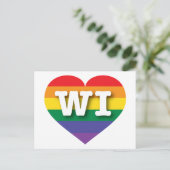Ik hou van Wisconsin Rainbow Heart Briefkaart (Staand voorkant)