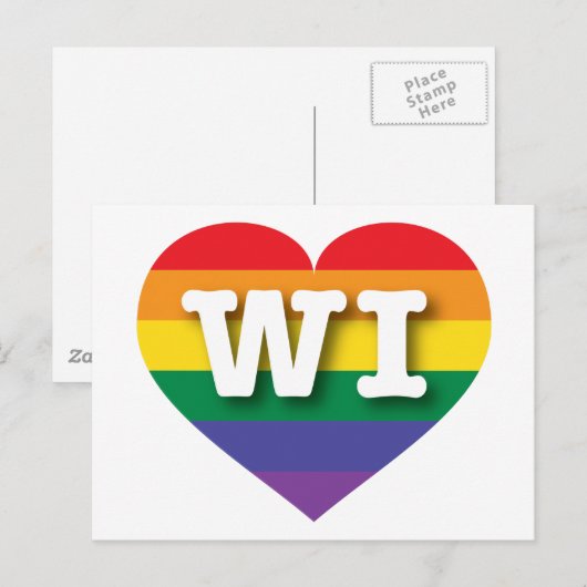 Ik hou van Wisconsin Rainbow Heart Briefkaart (Voorkant / Achterkant)