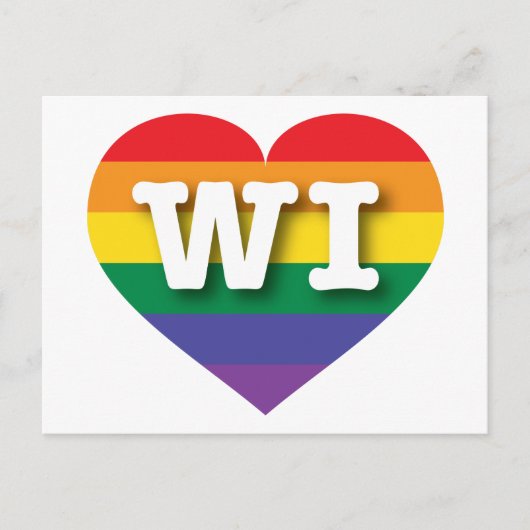 Ik hou van Wisconsin Rainbow Heart Briefkaart (Voorkant)