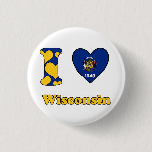 Ik hou van Wisconsin Ronde Button 3,2 Cm