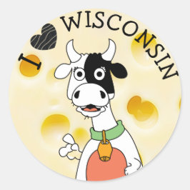 Ik hou van Wisconsin Zwitserse kaas en Koe Sticker