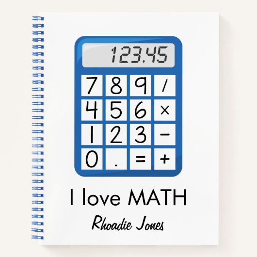 Ik hou van Wiskunde blauw en wit Notitieboek (Voorkant)