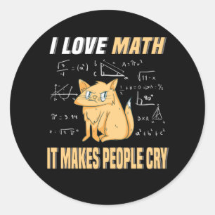 Ik hou van Wiskunde Cat Kitten Mathegenie Wiskunde Ronde Sticker