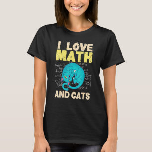 Ik hou van wiskunde en katten Cute Grafische wisku T-shirt