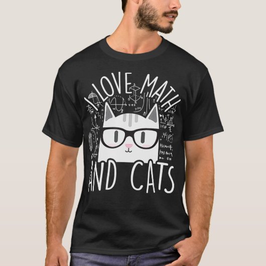 Ik hou van Wiskunde en katten die katjes eten katt T-shirt (Voorkant)