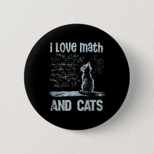 Ik hou van wiskunde en katten Grappige kattenliefh Ronde Button 5,7 Cm