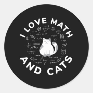 Ik hou van Wiskunde en katten grappige kattenliefh Ronde Sticker
