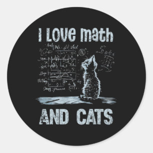 Ik hou van wiskunde en katten Grappige kattenliefh Ronde Sticker