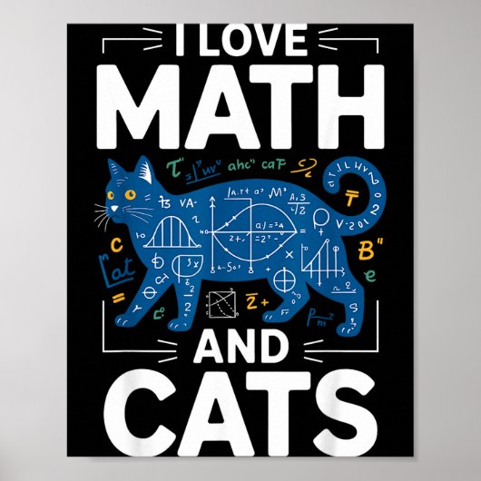 Ik hou van wiskunde en katten Grappige leraar stud Poster (Voorkant)