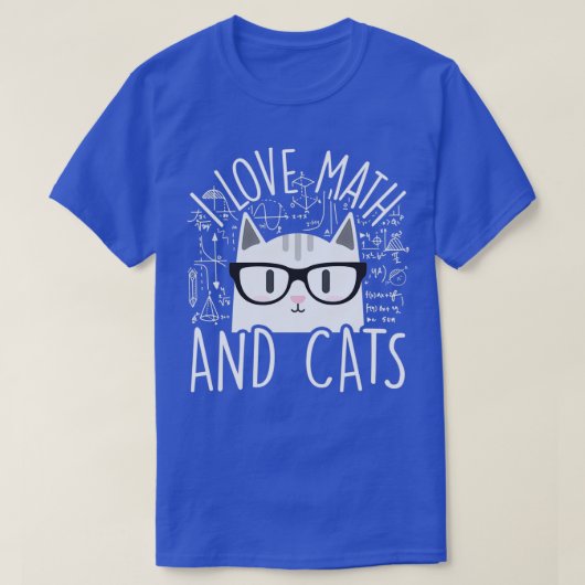 Ik hou van Wiskunde en katten, keukenkat, algebra T-shirt (Design voorkant)