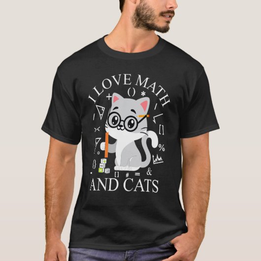 Ik hou van wiskunde en katten Kitty Wiskunde Katte T-shirt (Voorkant)