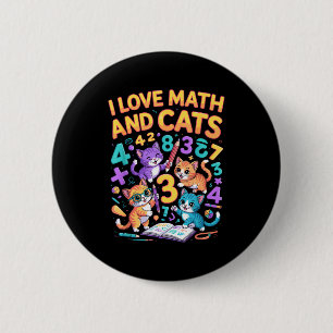 Ik hou van wiskunde en katten leraar leerling ronde button 5,7 cm