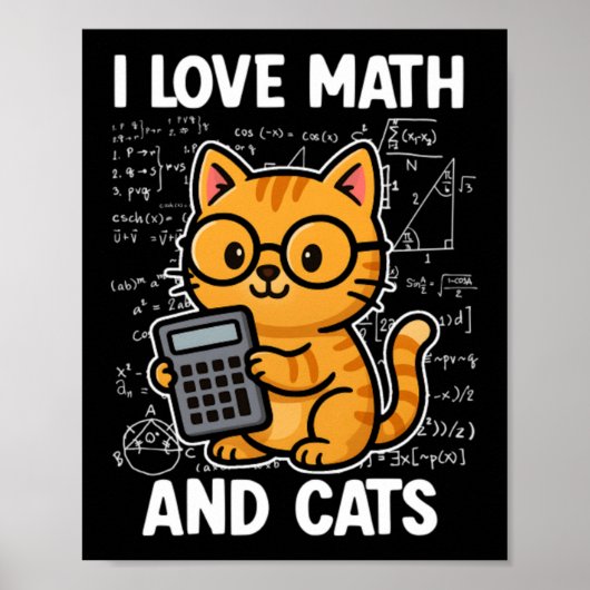 Ik hou van wiskunde en katten poster (Voorkant)
