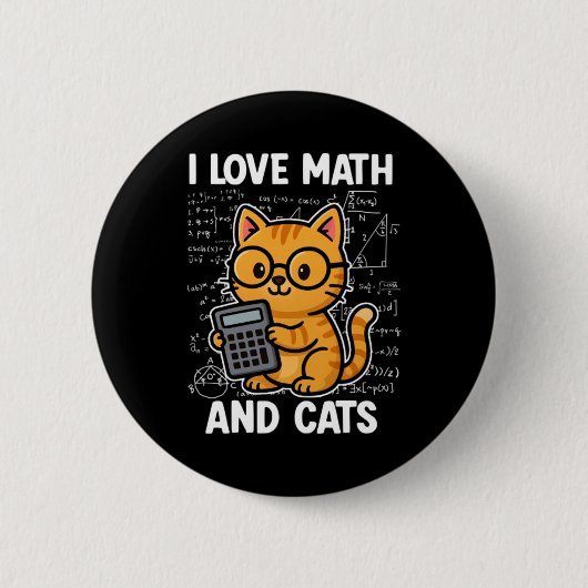 Ik hou van wiskunde en katten ronde button 5,7 cm (Voorkant)