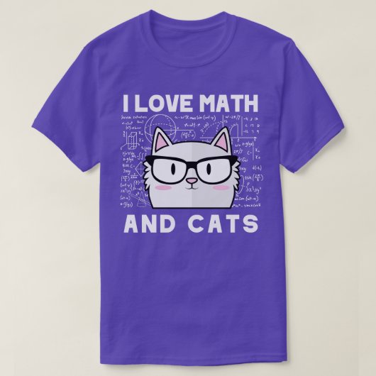 Ik hou van Wiskunde en katten Schattige Kat katach T-shirt (Design voorkant)