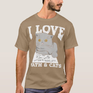 Ik hou van Wiskunde en katten T-shirt