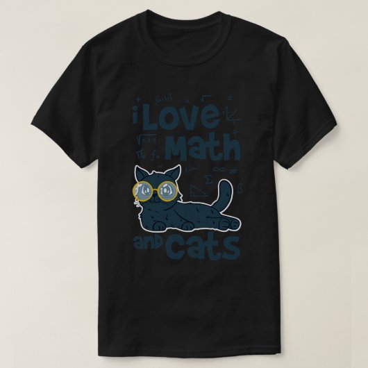 Ik hou van Wiskunde en katten T-shirt (Design voorkant)