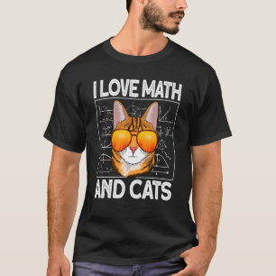Ik hou van wiskunde en katten wiskunde t-shirt