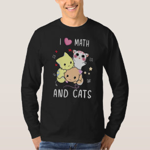 Ik hou van Wiskunde en wiskunde-kat-nummers T-shirt