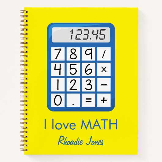 Ik hou van Wiskunde geel en blauw Notitieboek (Voorkant)