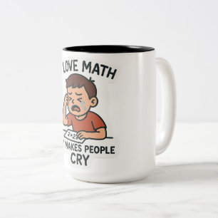 Ik hou van Wiskunde - Grappige Cartoon Sticker Tweekleurige Koffiemok