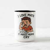 Ik hou van Wiskunde - Grappige Cartoon Sticker Tweekleurige Koffiemok (Center)