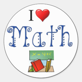 Ik hou van Wiskunde hartboeken klaslokaal Ronde Sticker