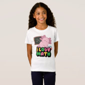 Ik hou van wiskunde – Mooie roze axolotl-klassenon T-shirt (Voorkant volledig)