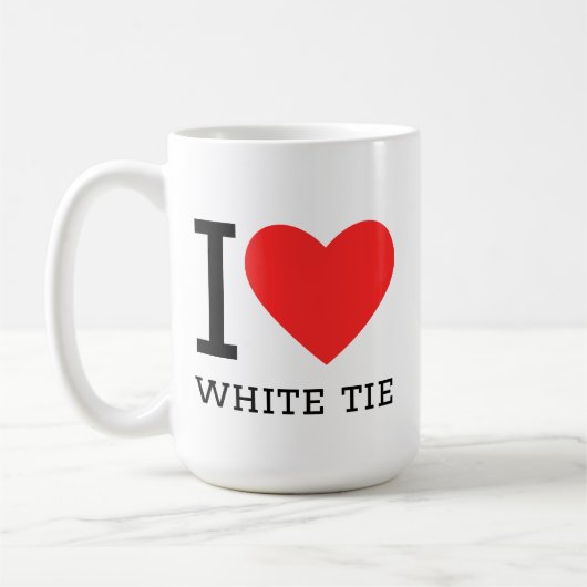 Ik hou van witte das koffiemok (Links)