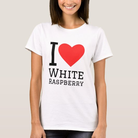 Ik hou van witte frambose t-shirt (Voorkant)