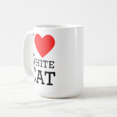 Ik hou van witte kat koffiemok (Voorkant links)