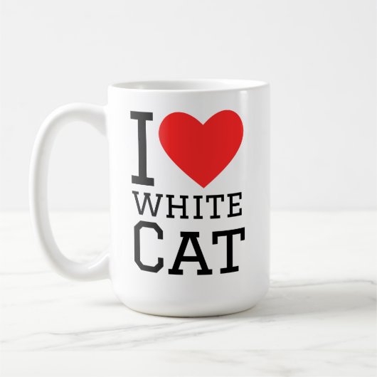 Ik hou van witte kat koffiemok (Links)