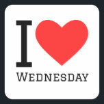 Ik hou van woensdag vierkante sticker<br><div class="desc">Ik hou van woensdag,  voor doordeweekse liefhebbers</div>