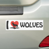 Ik hou van Wolven Bumpersticker (Op auto)