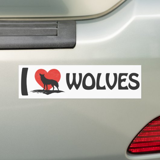 Ik hou van Wolven Bumpersticker (Op auto)