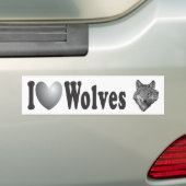 Ik hou van Wolven met Afbeelding - Bumpersticker (Op auto)