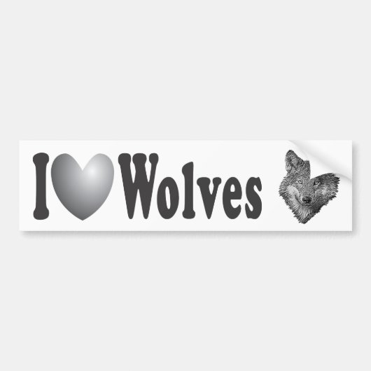 Ik hou van Wolven met Afbeelding - Bumpersticker (Voorkant)