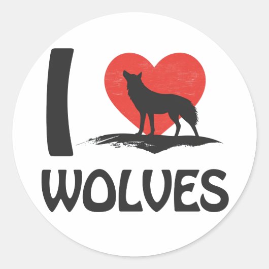 Ik hou van Wolven Ronde Sticker (Voorkant)