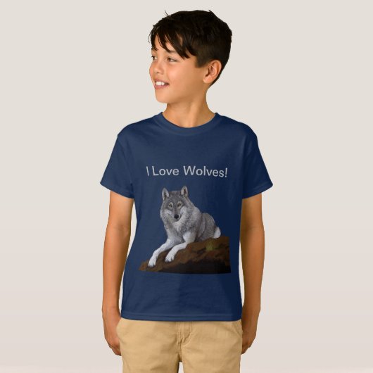 Ik hou van wolven! t-shirt (Voorkant volledig)