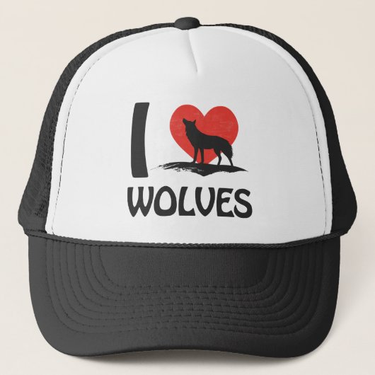 Ik hou van Wolven Trucker Pet (Voorkant)