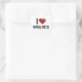 Ik hou van Wolves Digital Design Vierkante Sticker (Tas)