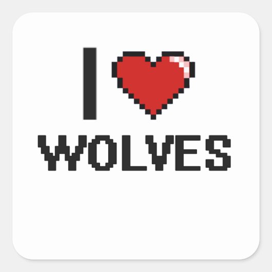 Ik hou van Wolves Digital Design Vierkante Sticker (Voorkant)